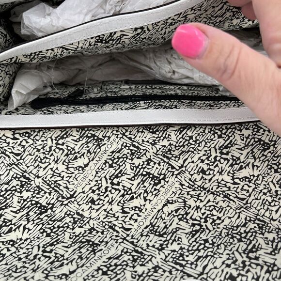 Rebecca Minkoff Handbag Bag Crossbody Hudson White Black Saffiano Leather Flap - Picture 6 of 10